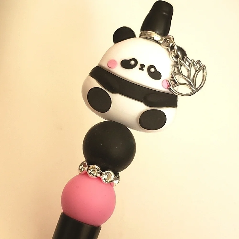 Handmade Kawaii Panda Beaded Silicone Focal Bead Pen